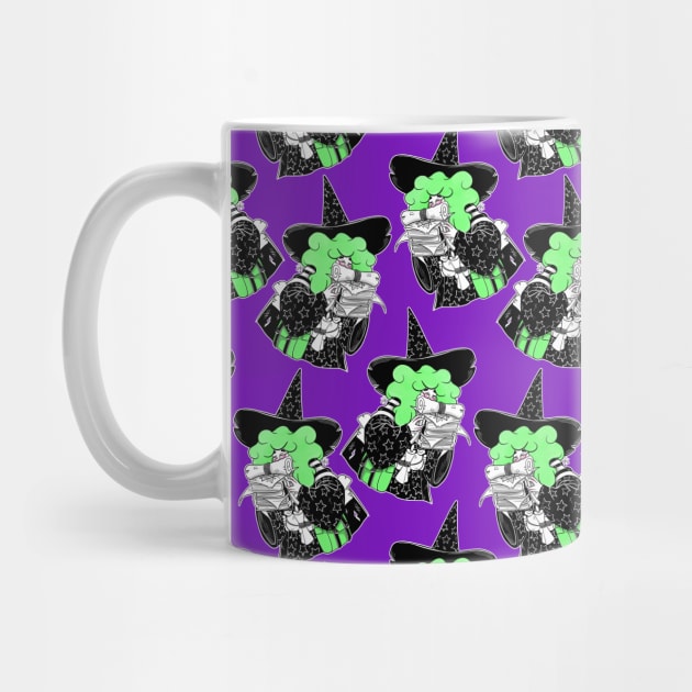 Bookworm Witch - Green and Purple Pattern by KPrimeArt